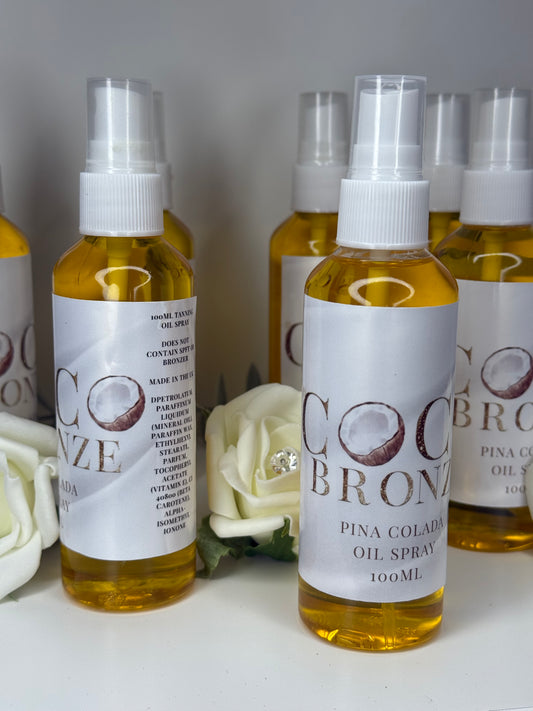 Pina colada tanning oil spray
